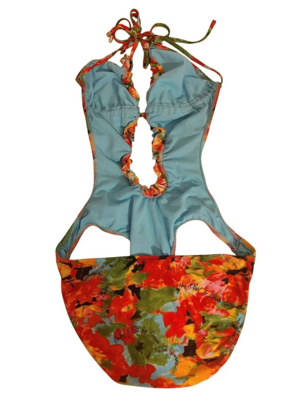 Baby Phat Vintage Y2K Watercolor Cutout  Halter Monokini Swimsuit